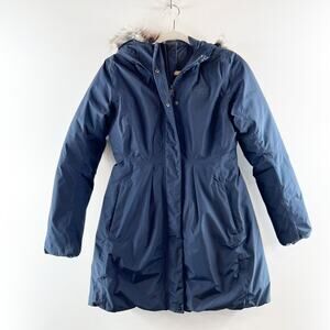 The North Face Transarctic Mama Faux Fur Lined Hood Parka Coat Navy Blue Small